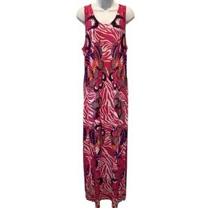 VENUS TROPICAL PRINT SCOOP NECK TANK STYLE MAXI DRESS L